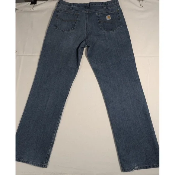 Carhartt Jeans Mens 38x34 Blue Relaxed Fit 101483-980 Straight Leg Denim Work - Picture 2 of 9